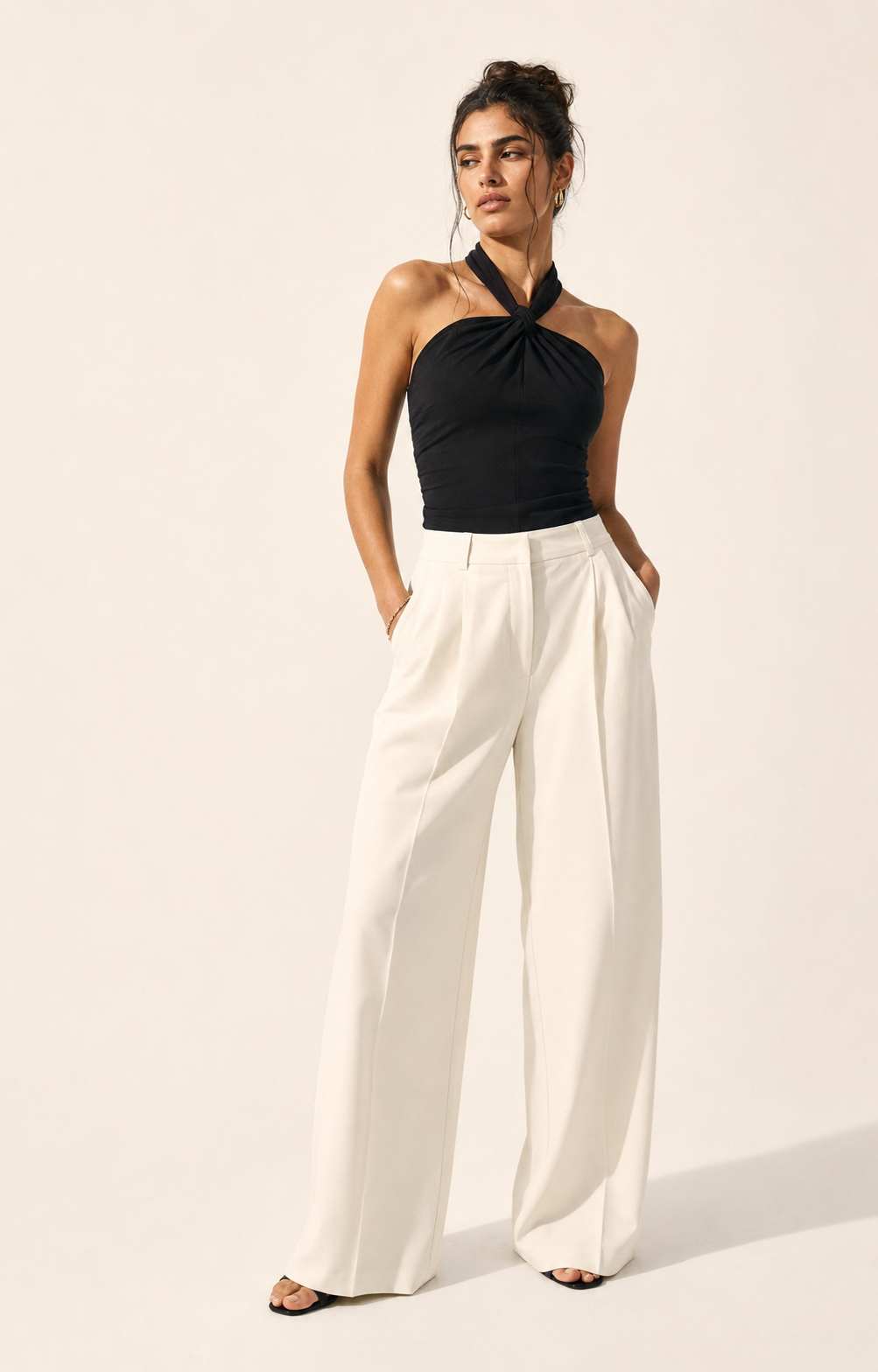 CLOZS The Knot Halter Top in black