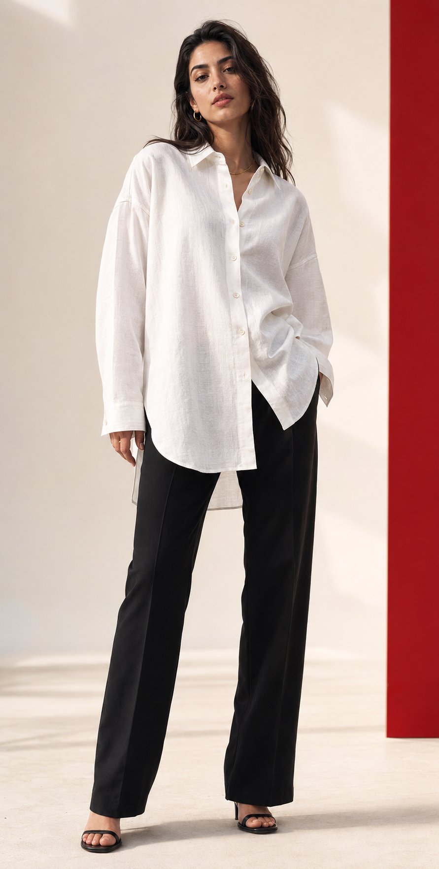 CLOZS The Oversized Linen Shirt in white